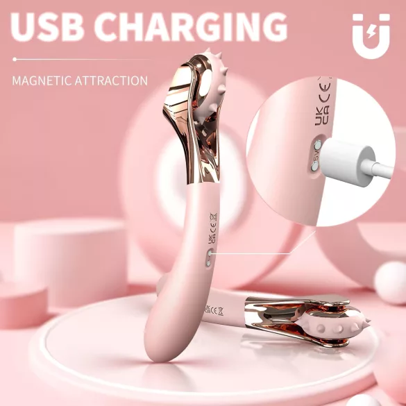Sex HD - genopladelig, vandtæt vibrator og pirringshjul (pink)