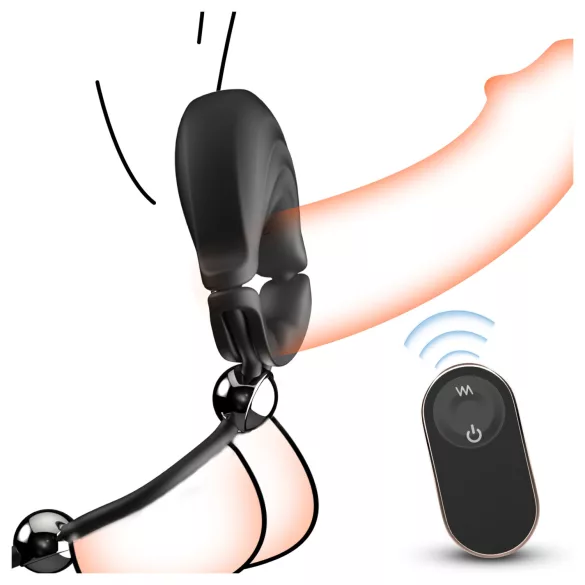 Sex HD - justerbar vibrerende penisring med fjernbetjening (sort)