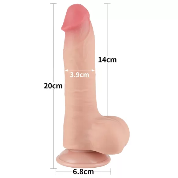Lovetoy Sliding-Skin - dobbeltlag dildo med pung - 20cm - natur