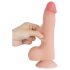 Lovetoy Sliding-Skin - dobbeltlag dildo med pung - 20cm - natur