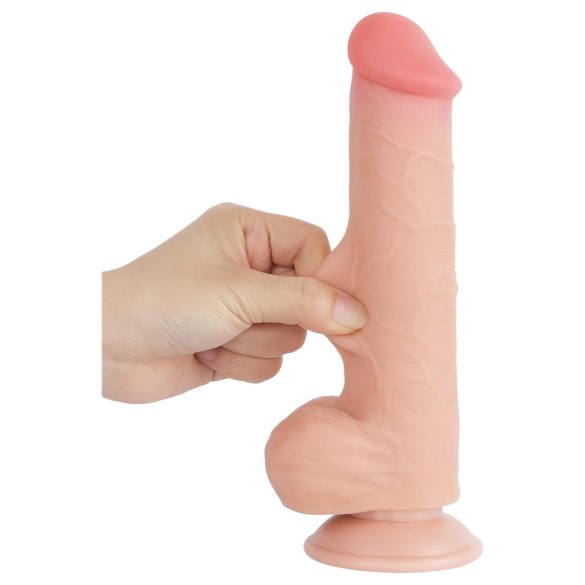 Lovetoy Sliding-Skin - realistisk dildo med pung - dobbeltlag - 20,8cm - natur