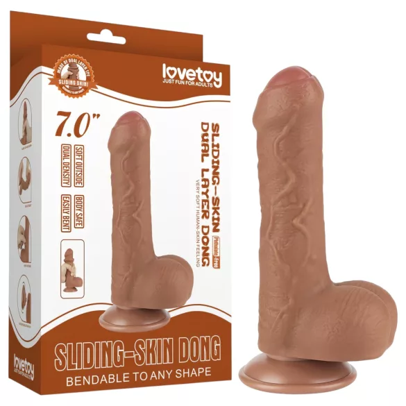 Lovetoy Sliding-Skin - realistisk dildo - dobbeltlag - 18,3cm