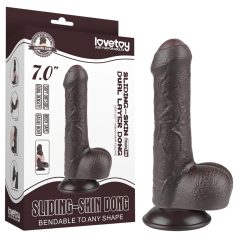   Lovetoy Sliding-Skin - dildo med testikler - realistisk to-lags - 18,3cm brun