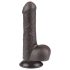 Lovetoy Sliding-Skin - dildo med testikler - realistisk to-lags - 18,3cm brun