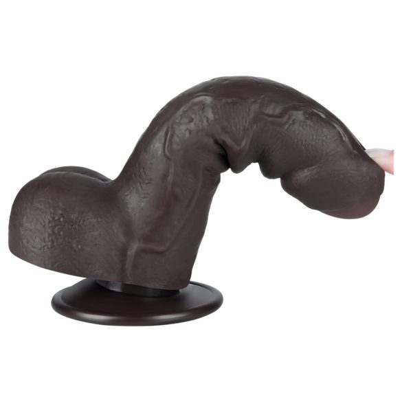 Lovetoy Sliding-Skin - dildo med testikler - realistisk to-lags - 18,3cm brun