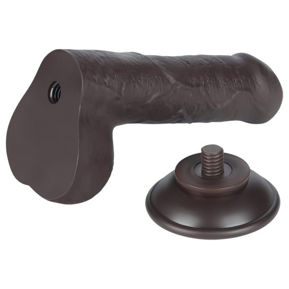 Lovetoy Sliding-Skin - dildo med testikler - realistisk to-lags - 18,3cm brun