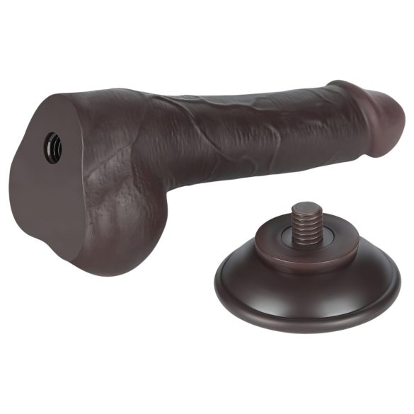 Lovetoy Sliding-Skin - dildo med testikler - dobbeltskind - 19,5cm brun