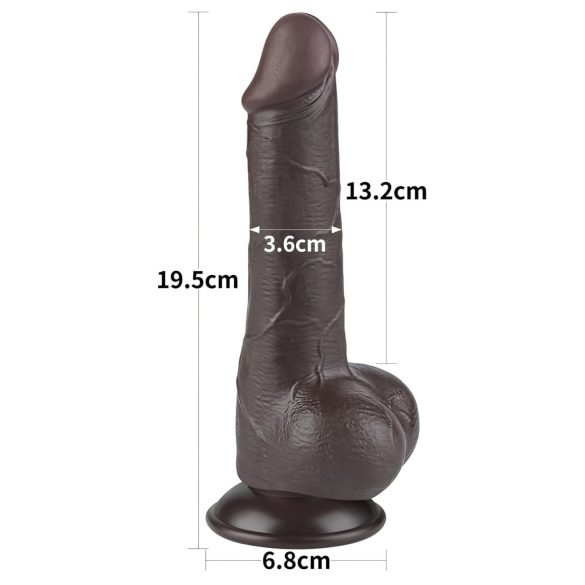 Lovetoy Sliding-Skin - dildo med testikler - dobbeltskind - 19,5cm brun