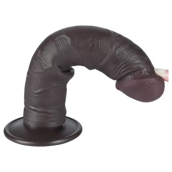 Lovetoy Sliding-Skin - realistisk dildo med sugekop - to lag - brun - 20 cm