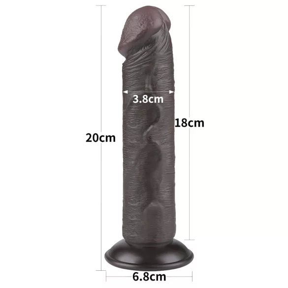 Lovetoy Sliding-Skin - realistisk dildo med sugekop - to lag - brun - 20 cm