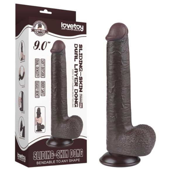 Lovetoy Sliding-Skin - dildo med sugekop - realistisk brun - 20,8cm