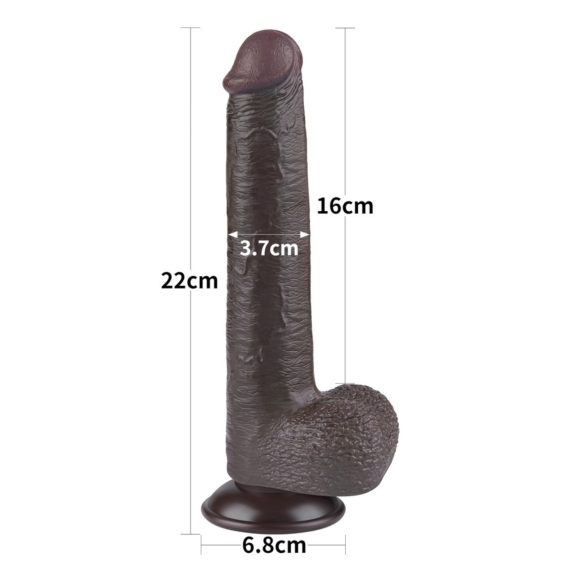 Lovetoy Sliding-Skin - dildo med sugekop - realistisk brun - 20,8cm