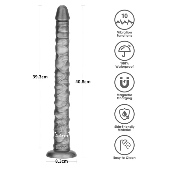 Lovetoy King Sized - stor vibrator - ekstra længde 40,5 cm - grå
