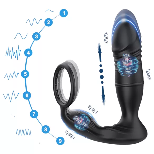 AlvUp - prostata vibrator med penisring - fjernbetjening - sort