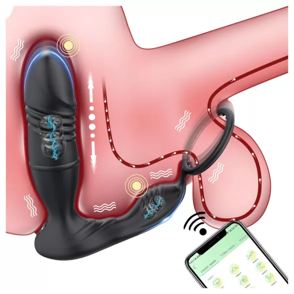 AlvUp - prostata vibrator med penisring - fjernbetjening - sort