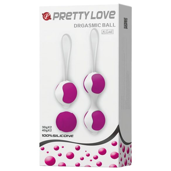 Pretty Love Orgasmic - justerbart geishakuglesæt (hvid-lilla)