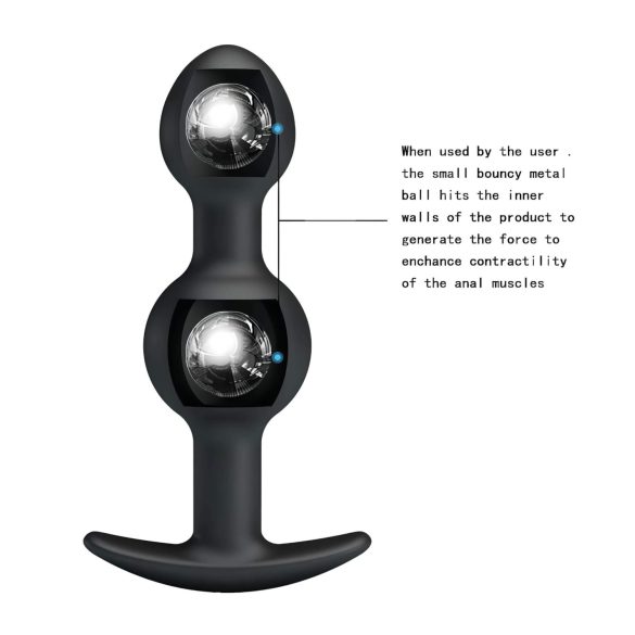 Pretty Love - analdildo med kugle indeni - silikone sort