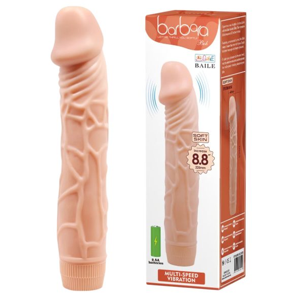 Baile Barbara - realistisk dildo vibrator - 22,5 cm - naturfarvet