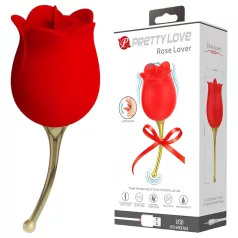   Pretty Love Rose Lover - klitorisvibrator med tungefunktion - 2i1 - rød