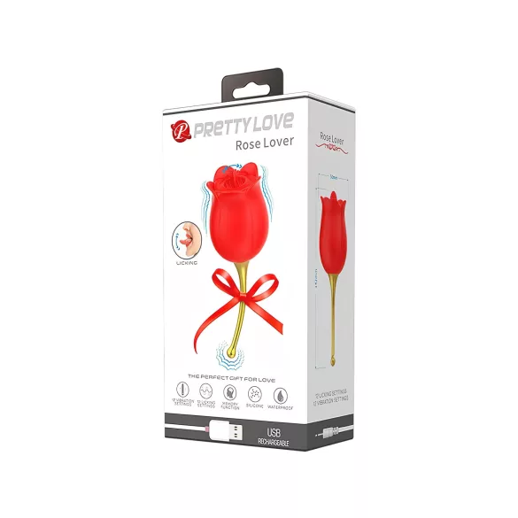 Pretty Love Rose Lover - klitorisvibrator med tungefunktion - 2i1 - rød