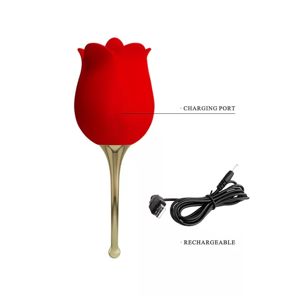 Pretty Love Rose Lover - klitorisvibrator med tungefunktion - 2i1 - rød