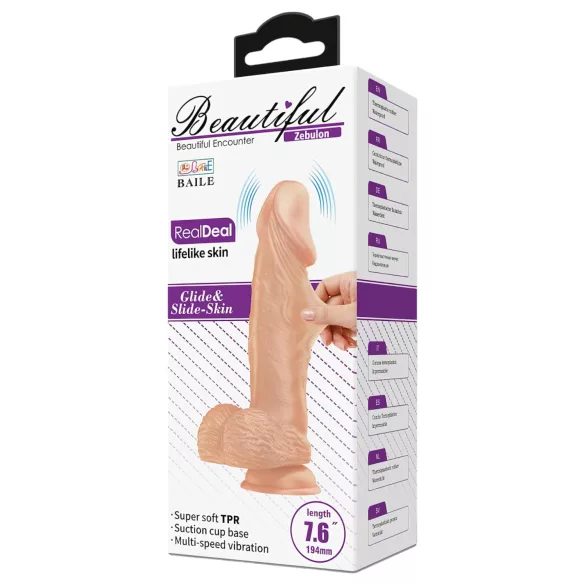 Baile Zebulon - realistisk vibrator med testikler - 19cm - hudfarvet