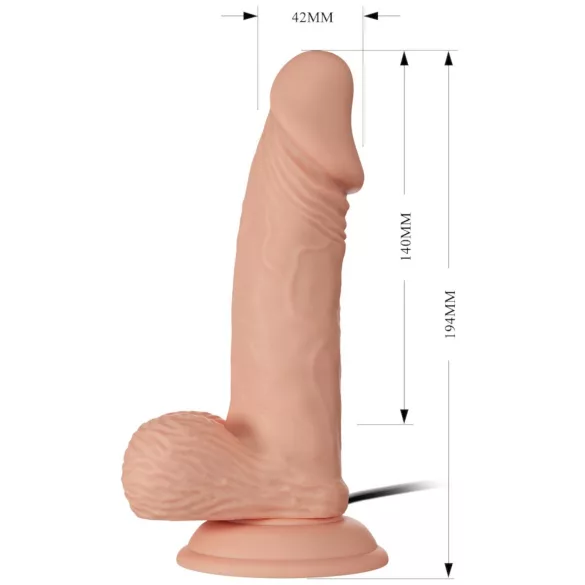Baile Zebulon - realistisk vibrator med testikler - 19cm - hudfarvet