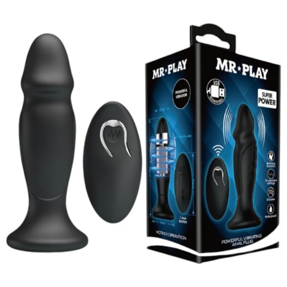 MR. PLAY - analvibrator med fjernbetjening - genopladelig - sort