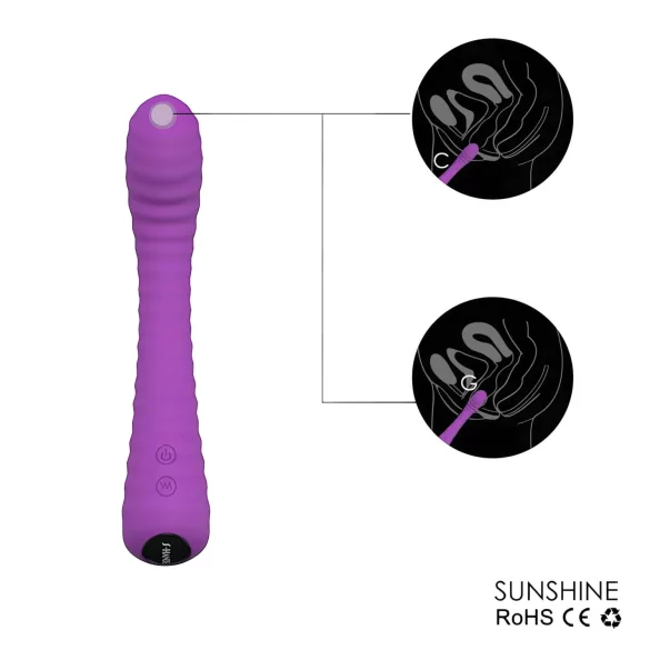 Sex HD Sunshine - G-punktsvibrator med riller - genopladelig - lilla