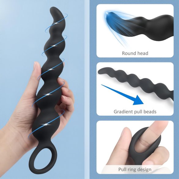 Sex HD Steven - analdildo med perler - sort