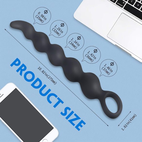 Sex HD Steven - analdildo med perler - sort