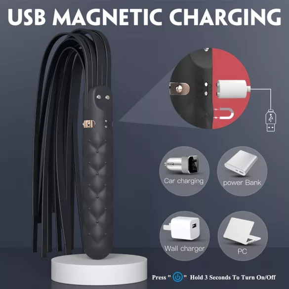 Sex HD Bloody Mary - vibrator med pisk - genopladelig - vandtæt - sort