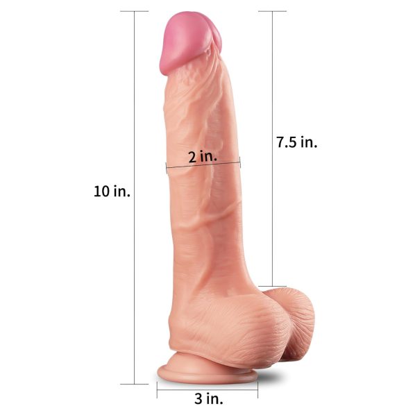 Lovetoy Nature Cock - realistisk dobbellags dildo - 25cm - natur