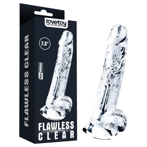 Lovetoy Flawless Clear - dildo med sugekop - 19 cm - gennemsigtig