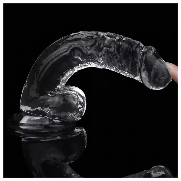 Lovetoy Flawless Clear - dildo med sugekop - 19 cm - gennemsigtig