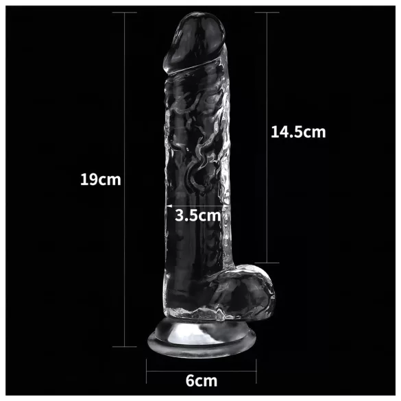 Lovetoy Flawless Clear - dildo med sugekop - 19 cm - gennemsigtig