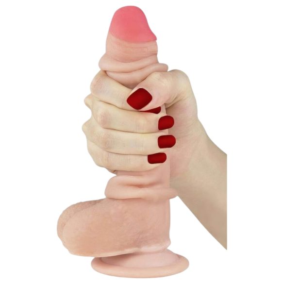 Lovetoy Sliding-Skin - dildo med dobbelt lag - 18cm - natur
