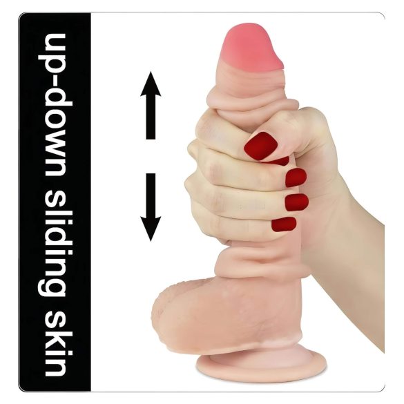 Lovetoy Sliding-Skin - dildo med dobbelt lag - 18cm - natur