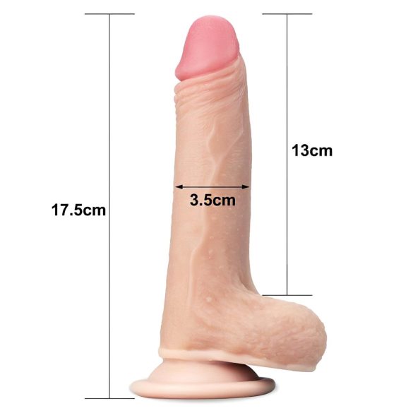 Lovetoy Sliding-Skin - dildo med dobbelt lag - 18cm - natur