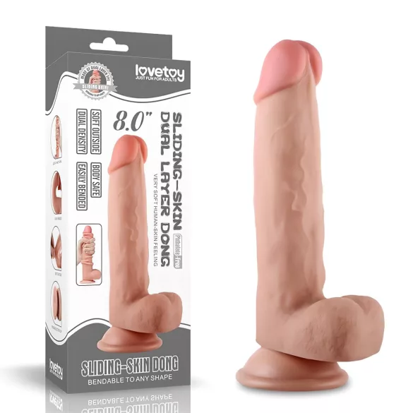Lovetoy Sliding-Skin - realistisk dildo - dobbeltsjikt - 21cm - natur