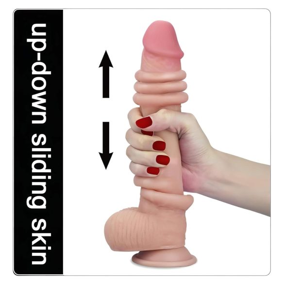 Lovetoy Sliding-Skin - dildo med dobbelt lag - 23cm - natur