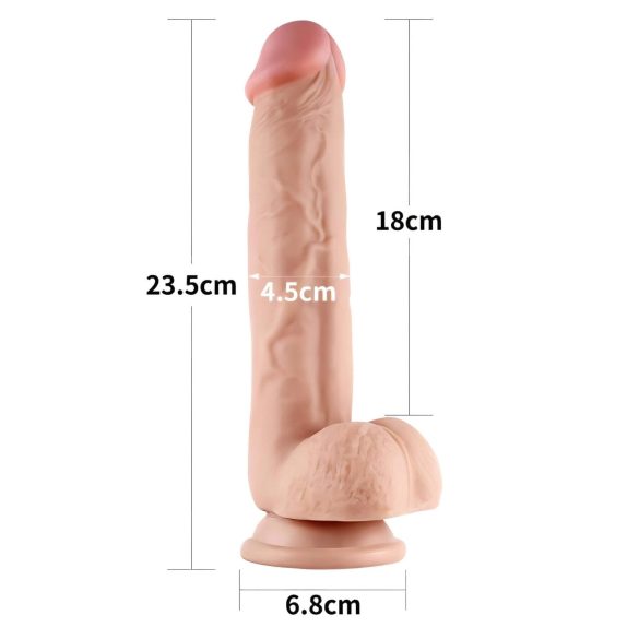 Lovetoy Sliding-Skin - dildo med dobbelt lag - 23cm - natur
