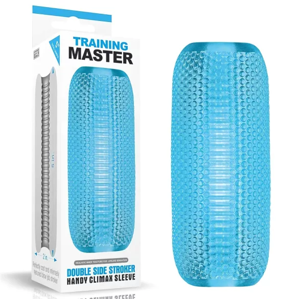 Lovetoy Training Master - 2-sidet ribbet masturbator (blå)