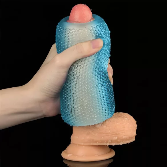 Lovetoy Training Master - 2-sidet ribbet masturbator (blå)