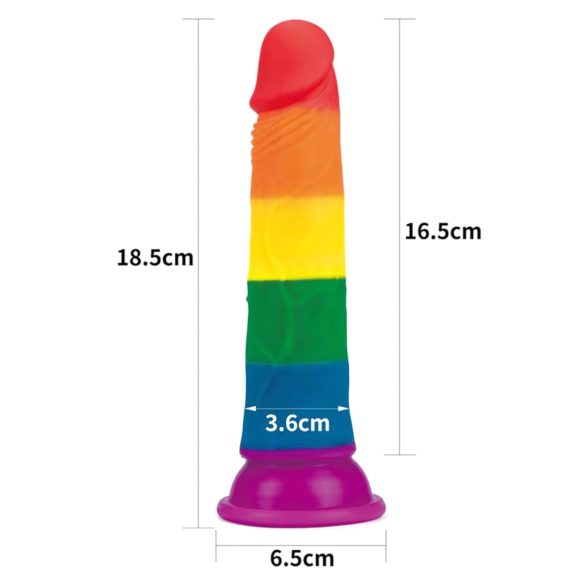 Lovetoy Prider - realistisk dildo - 19cm - regnbue