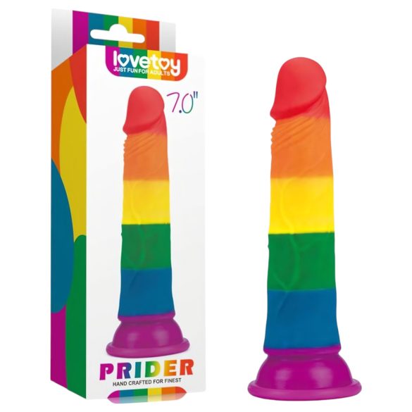 Lovetoy Prider - realistisk dildo - 19cm - regnbue