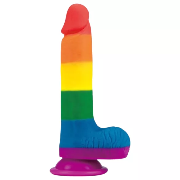 Lovetoy Prider - realistisk dildo med testikler - 20cm - regnbue