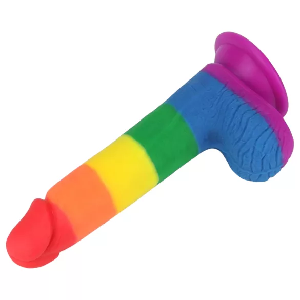 Lovetoy Prider - realistisk dildo med testikler - 20cm - regnbue