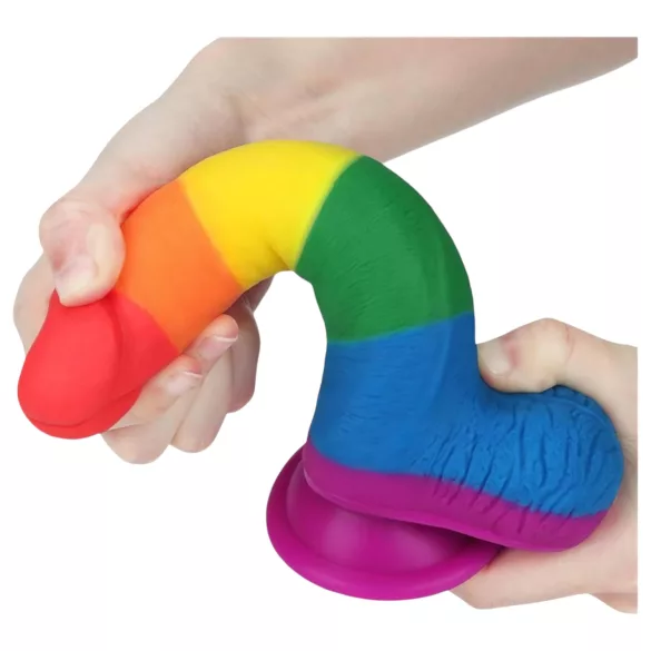 Lovetoy Prider - realistisk dildo med testikler - 20cm - regnbue