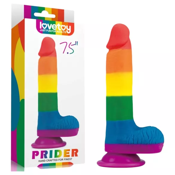 Lovetoy Prider - realistisk dildo med testikler - 20cm - regnbue